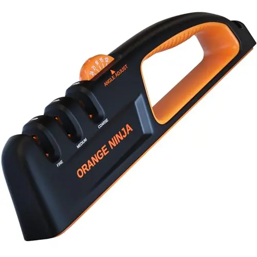 Sharp Pebble adjustable angle manual knife sharpener in black and orange
