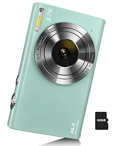SEVENAT green digital point and shoot camera for kids and teens