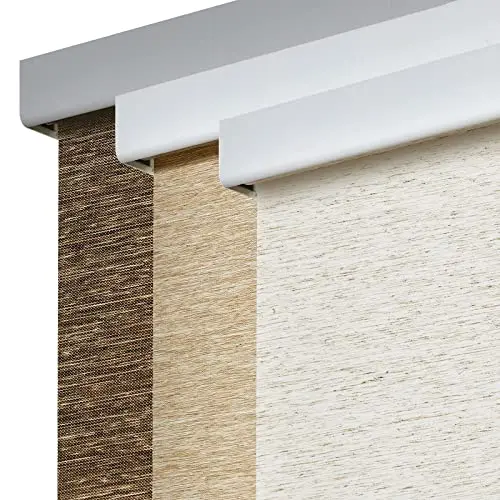 Persilux cream-colored natural woven roller shade on a kitchen window