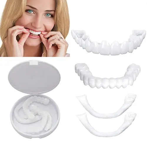 SMART CHOOSE temporary fake teeth snap on dentures for top and bottom jaw
