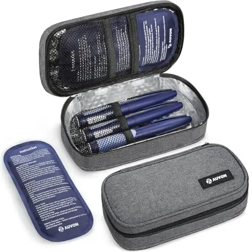 AUVON portable insulated medication cooler bag in a compact size
