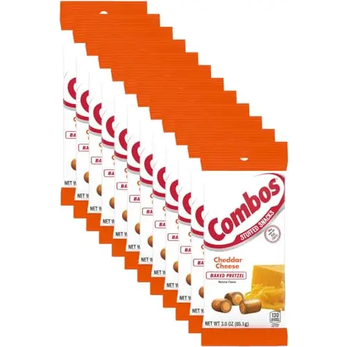COMBOS Cheddar Cheese Pretzel Baked Snacks in individual 3 oz bags