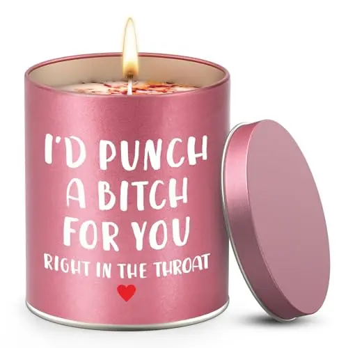 Hocis rose gold tin candle with gardenia scent and a humorous 'Rebellious Daughter' label