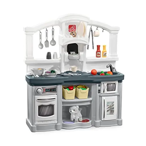 Step2 Fun with Friends Kids Kitchen Playset in gray with accessories