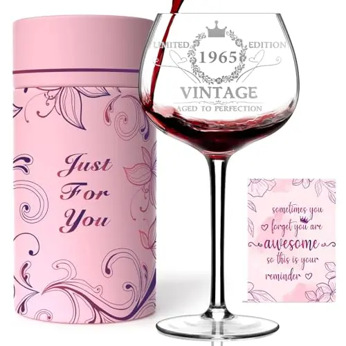 GUMRY vintage 1965 engraved 60th birthday wine glass in gift box
