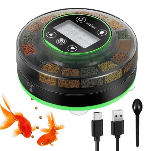 Petbank automatic fish feeder with 16 individual food compartments
