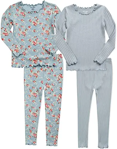 VAENAIT BABY 4-piece modal pajama set for kids in mint and blue
