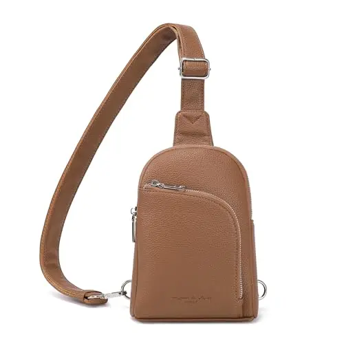 INICAT RFID Blocking Leather Sling Bag in Brown