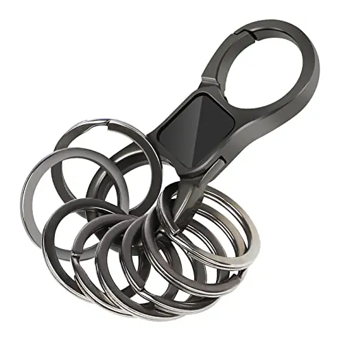 DAYGOS black heavy-duty keychain with quick-release latch and multiple key rings