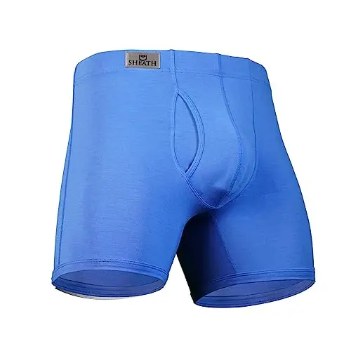SHEATH 3.21 Boxer Briefs in blue with dual support pouch and vertical fly