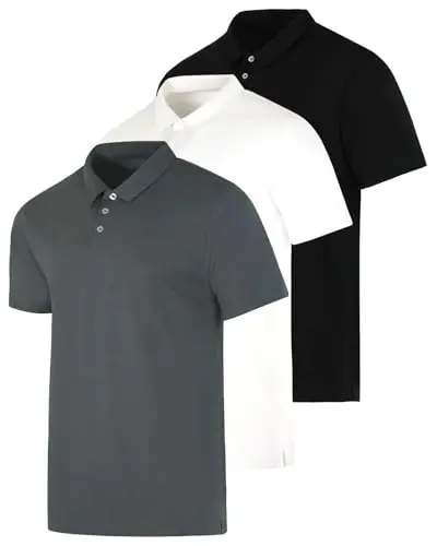 Real Essentials King Size Cotton Polo Shirt in a pack of three
