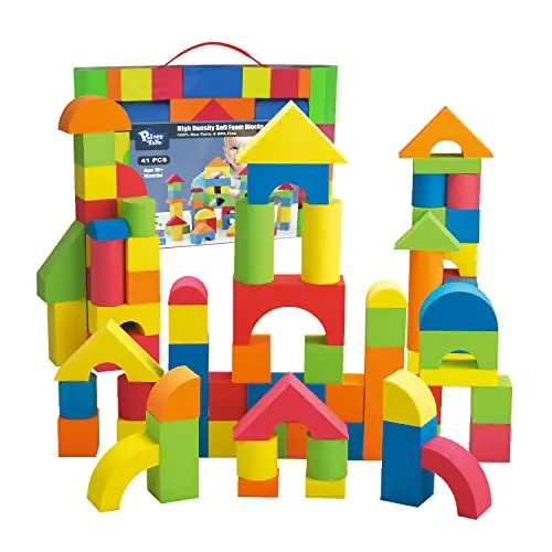 Pairez Toys set of 41 soft EVA foam building blocks in bright colors