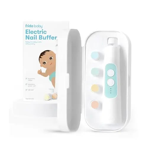 Frida Baby electric nail buffer with color-coded pads and LED light
