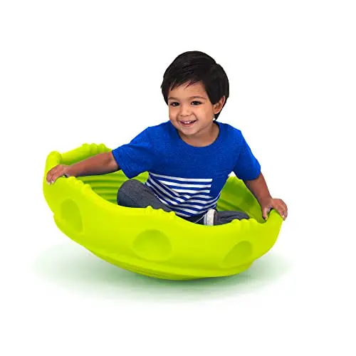 Simplay3 yellow and green wobble disk that flips into a climbing dome