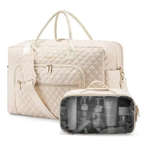 LOVEVOOK Pale Pink Duffle Bag with separate laptop sleeve