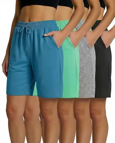 Real Essentials 7-inch dry-fit Bermuda shorts in a 4-pack for running and casual wear