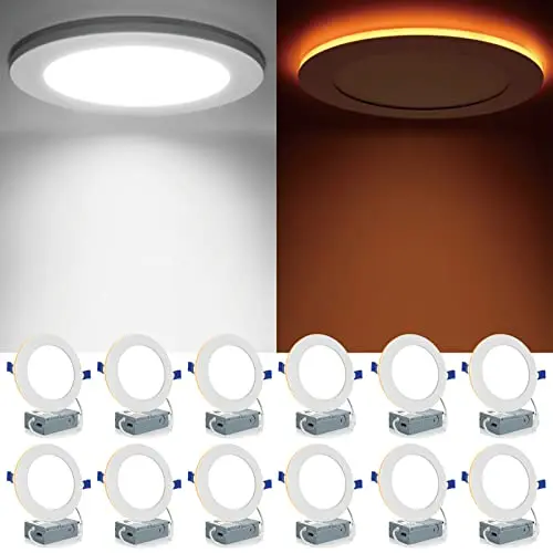 Meconard recessed light with soft amber night light ring around the trim