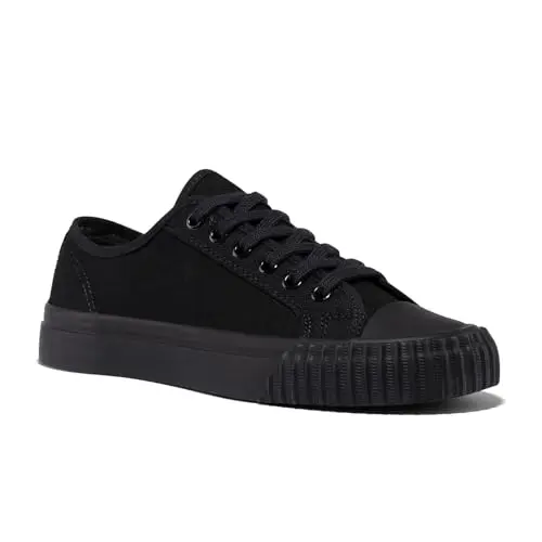 PF Flyers 1993 Low-Top sneaker in all-black canvas with green heel plate