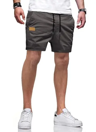 JMIERR Men's Casual Shorts with a 5-inch inseam in grey