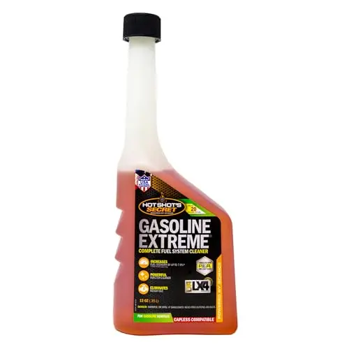 Hot Shot's Secret Gasoline Extreme fuel system cleaner bottle, 12 oz