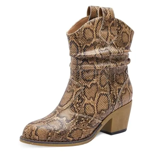 Canyon Trails scrunch ankle cowboy boots for women in serpentine color