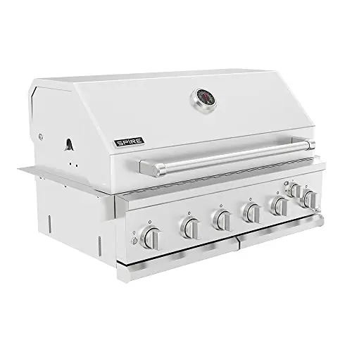Spire Premium 6-burner stainless steel built-in gas grill head with rear burner for outdoor kitchens