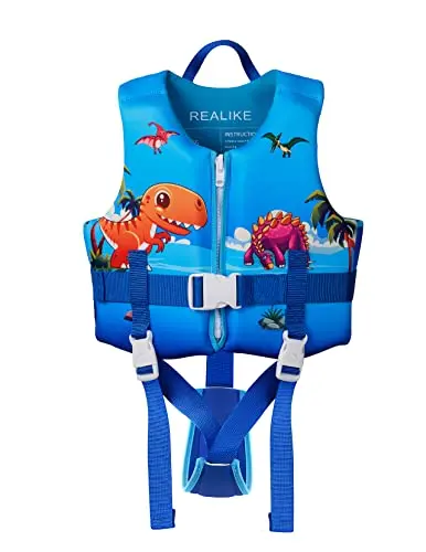 REALIKE Dinosaur design toddler swim vest with adjustable safety strap