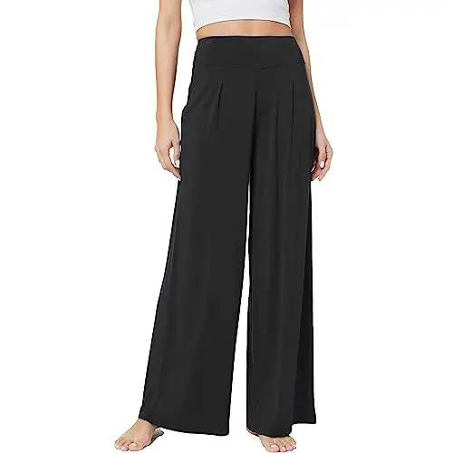 GYS Wide Leg Palazzo Pajama Pants in Black