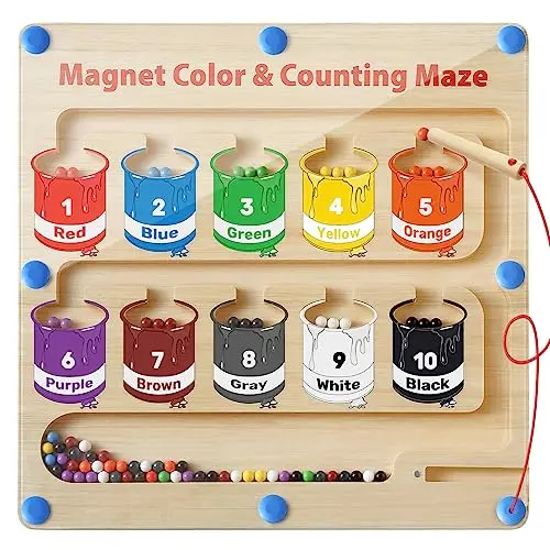 Letapapa wooden magnetic color and number maze board