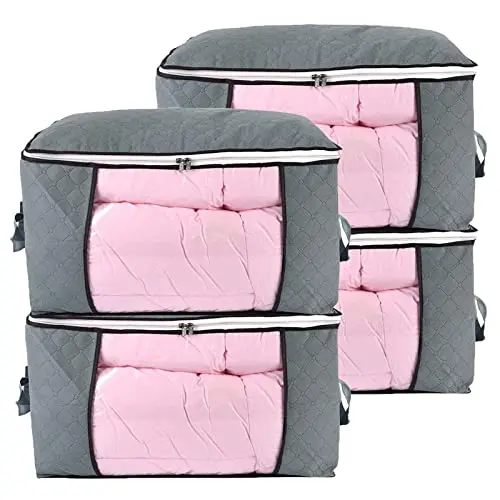 Grey combocube storage bag with a large clear window and handles