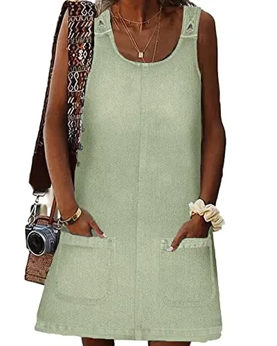BZB Women's Sleeveless Denim Dress in light green