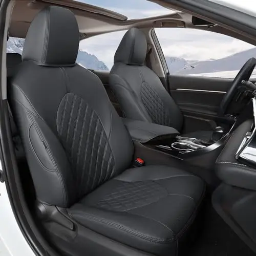 GIANT PANDA black faux leather car seat covers for Toyota Camry XLE/XSE
