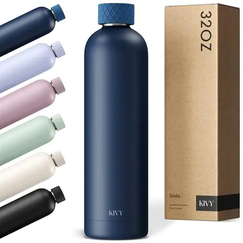 KIVY insulated stainless steel water bottle in dark blue