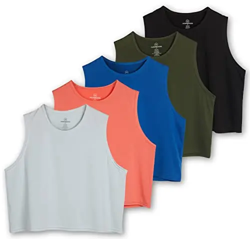 Real Essentials women's dry fit crop summer tank top in a 5-pack