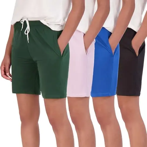 Real Essentials 7-inch mesh Bermuda shorts for athletic use in a 4-pack