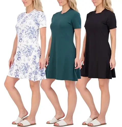 Real Essentials Short Sleeve T-Shirt Swing Dress in Loose Fit