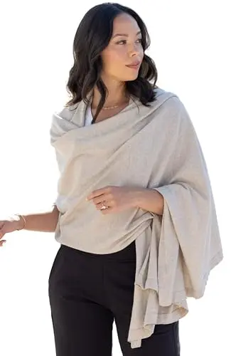zestt organic cotton travel scarf in birch color draped