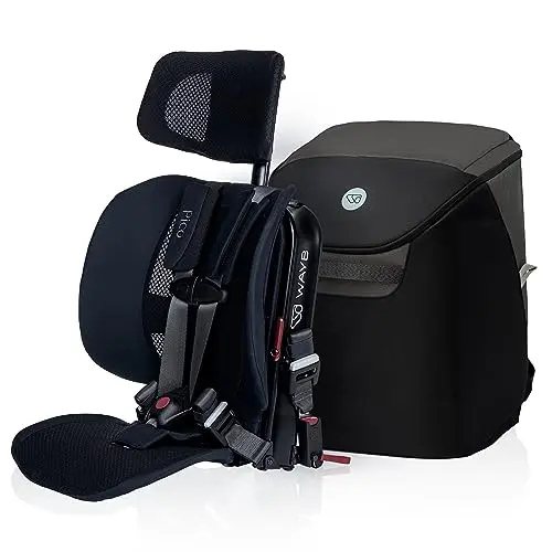 WAYB Pico foldable lightweight travel car seat with carrying bag