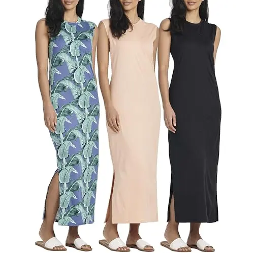 Real Essentials Maxi Tank Dress with Sleeveless Design and Pockets