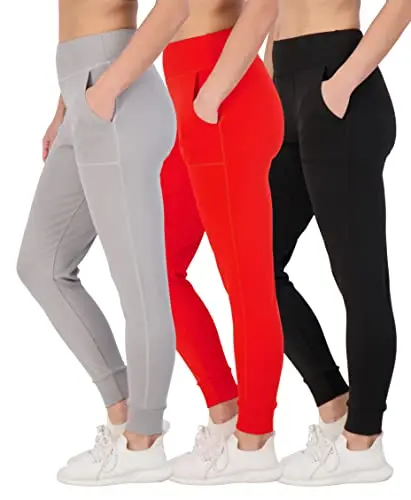 Real Essentials high-waist women's joggers in a 3-pack for workouts