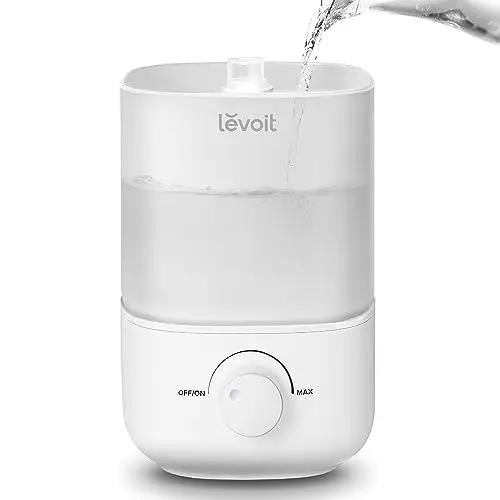 LEVOIT white top-fill humidifier on a nursery dresser