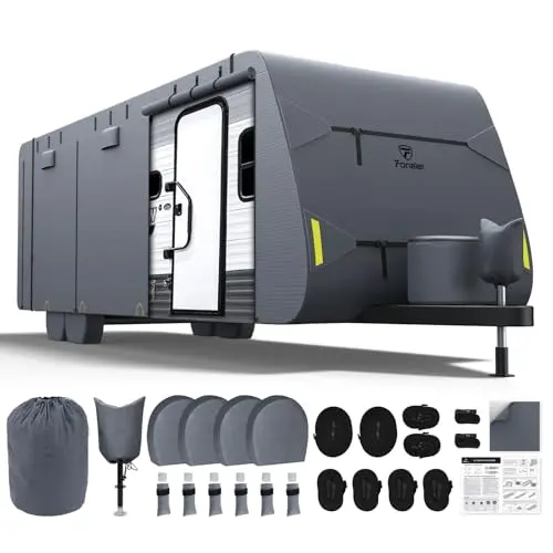 FONZIER extra thick 7-layer travel trailer cover with tire covers