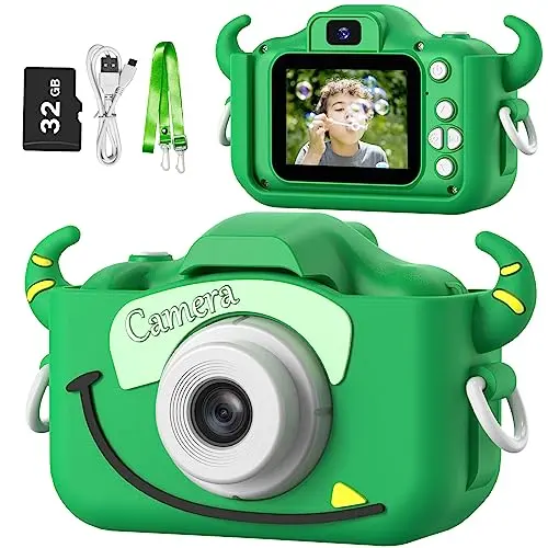 Goopow Kids Digital Camera with cartoon soft cover and SD card