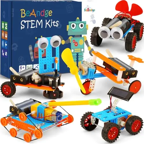 BeAndge STEM kit with parts to build a solar car and robot