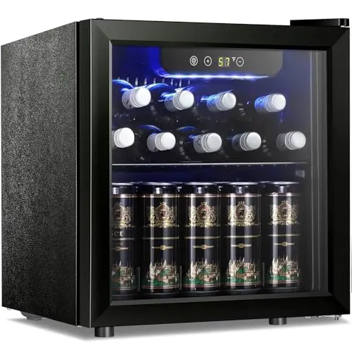 Antarctic Star compact beverage refrigerator with black glass door