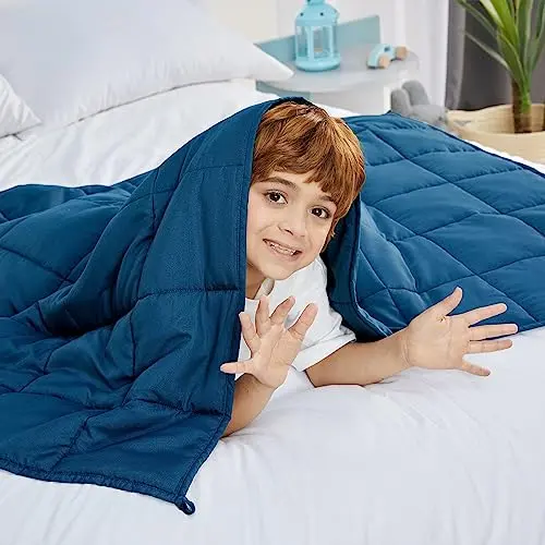 CYMULA cooling weighted blanket for kids in navy blue