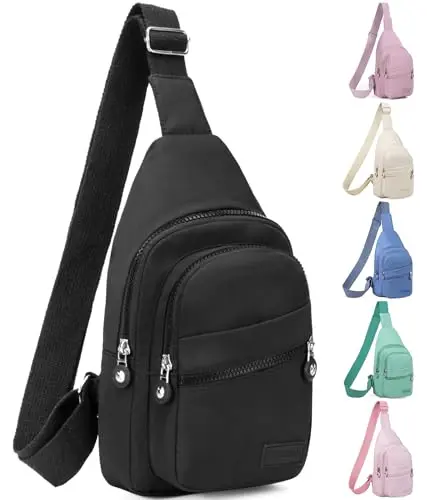 Banelu small black crossbody sling bag with mesh back