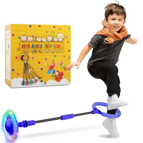 Blue ankle skip ball with a colorful light-up wheel