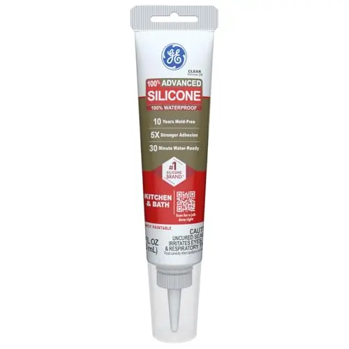 Small squeeze tube of GE Advanced Silicone Caulk