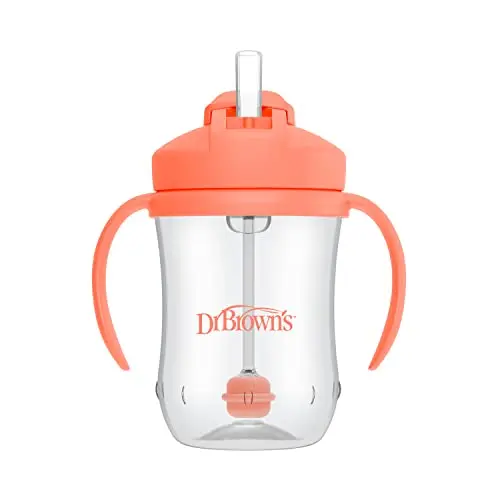 Dr. Brown's Milestones Baby's First Straw Cup in coral color